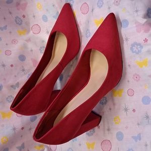 Red Faux Suede Pumps size 10